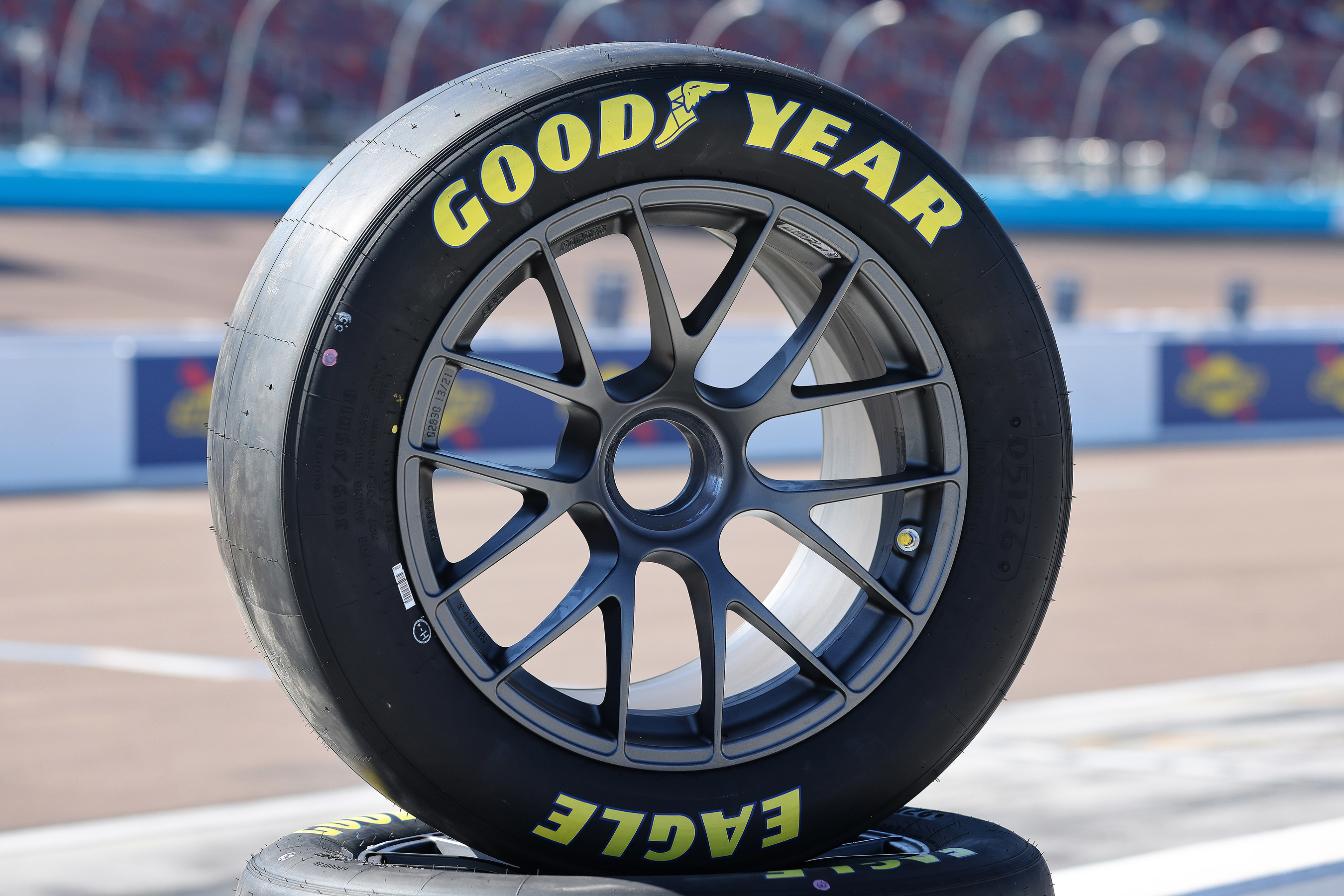 thumbnail image 2 of 1:64 Scale 5-Spoke Good Year Rubber Tire Set – Plastic Rim, Rubber Tyre – 10/12mm Combo Selection (Long Axle) 2 of 6